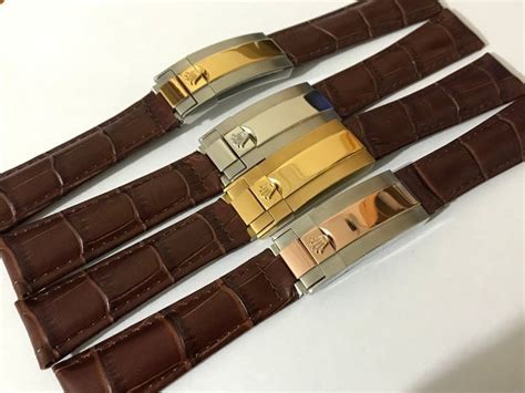 rolex leathet waist band 20mm gold ends|rolex leather bracelet.